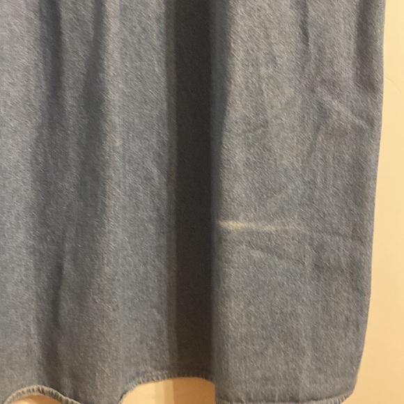 VTG Shirt Waist Embroidery Prairie Dress Blue Denim Cottage Midi 22/24 Plus Size - Picture 10 of 13